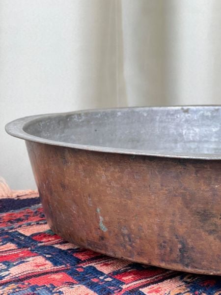 Antika Bakır Leğen Ölçü Çap 72 Cm H 15 Cm