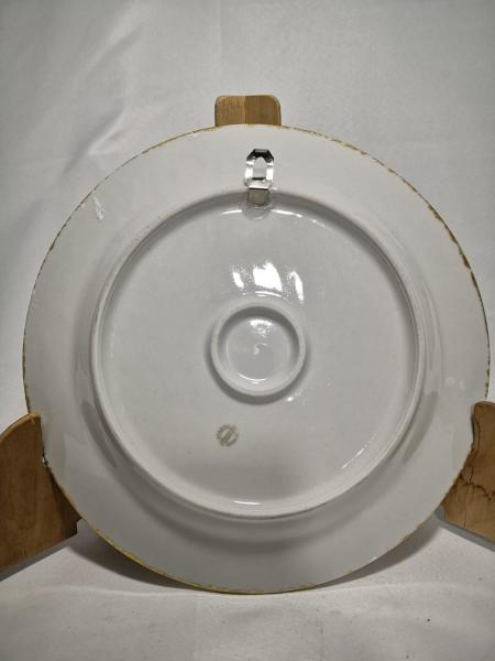 El Yapimi Altın Yaldız İşlemeli Porselen Duvar Tabağı (Askı Aparatlı) Aoa Ölçü 23,5Cm Çapi