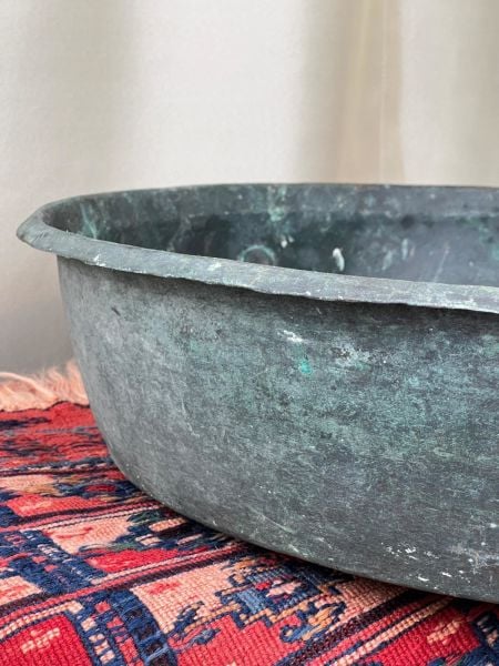 Antika Bakır Leğen Ölçü Çap 63 Cm H 13 Cm