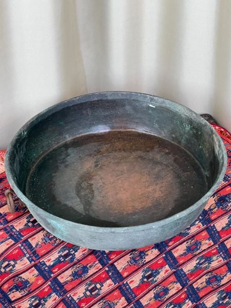 Antika Bakır Leğen Ölçü Çap 63 Cm H 13 Cm