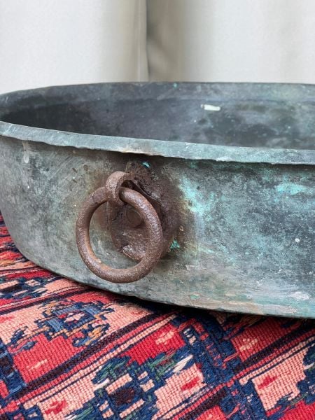 Antika Bakır Leğen Ölçü Çap 63 Cm H 13 Cm