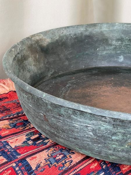 Antika Bakır Leğen Ölçü Çap 63 Cm H 13 Cm