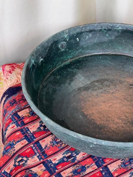 Antika Bakır Leğen Ölçü Çap 63 Cm H 13 Cm