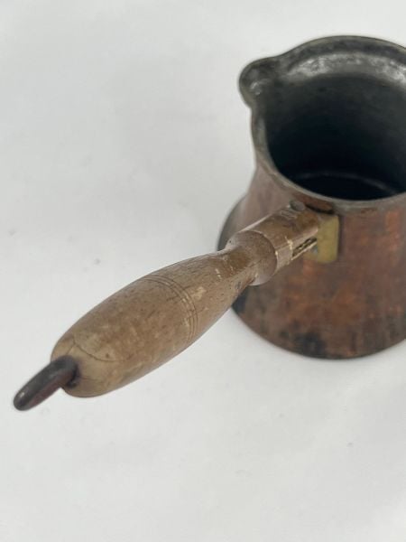 Antika Bakır Cezve Ölçü Çap 8 Cm H 8,5 Cm Sap 17 Cm