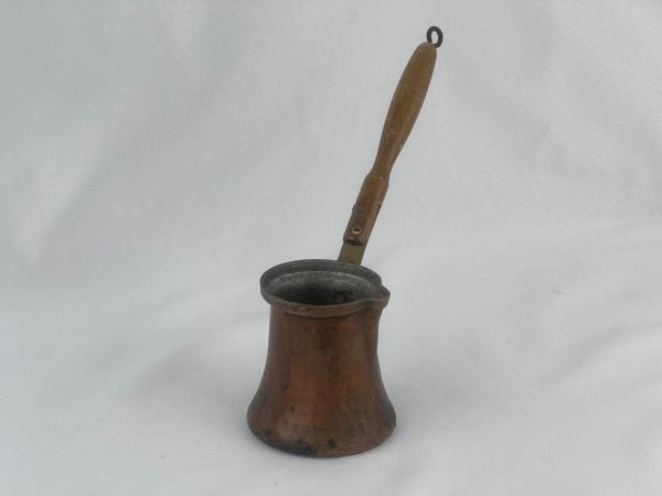 Antika Bakır Cezve Ölçü Çap 8 Cm H 8,5 Cm Sap 17 Cm
