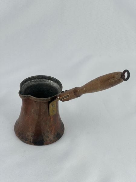 Antika Bakır Cezve Ölçü Çap 8 Cm H 8,5 Cm Sap 17 Cm