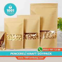 20X30 Cm Kraft Pencereli 100 Adet Kilitli Doypack Torba 1000 Gr /42/