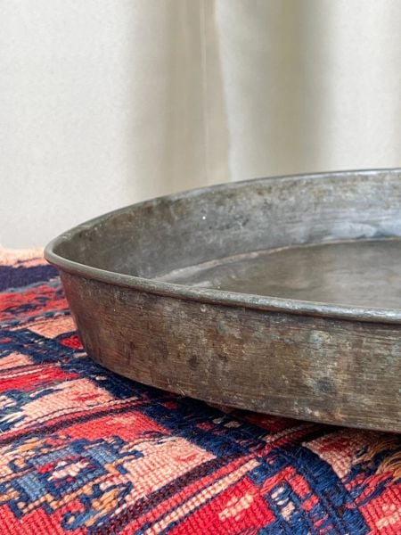Antika Bakır Tepsi Ölçü Çap 44 Cm H 5 Cm