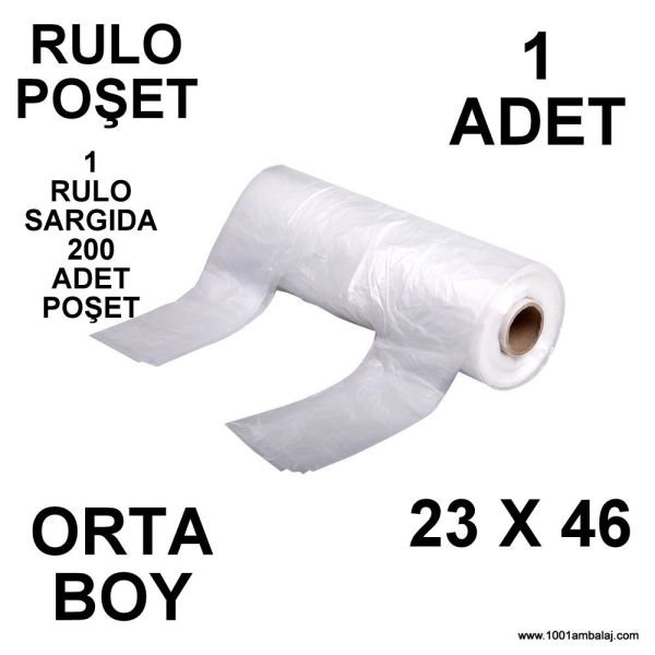 Rulo Poşet Orta Boy 23X46 Cm 1 Rulo Sargıda 200 Adet Poşet
