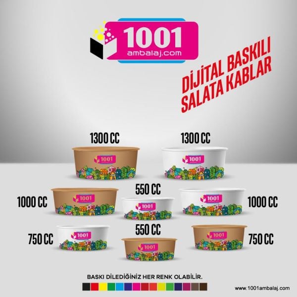 Dijital Baskılı 550 Cc Karton Salata kabı Kraft 6.000 ADET