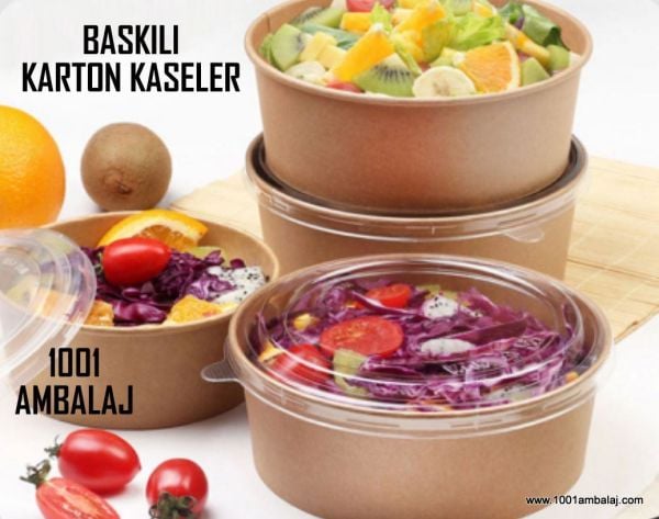 Dijital Baskılı 550 Cc Karton Salata kabı Kraft 6.000 ADET