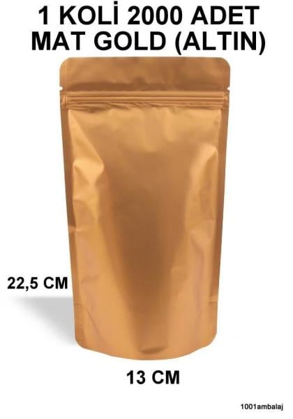 13X22,5 Cm Mat Gold (Altın Renkli) (1 Koli 2000 Adet) Kilitli Doypack Torba 250 Gr /26/
