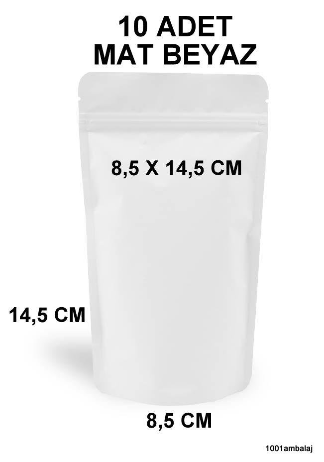 8,5X14,5 Cm Mat Beyaz Renkli ** 10 Adet ** Kilitli Doypack Torba 50 Gr /15/