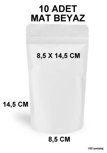 8,5X14,5 Cm Mat Beyaz Renkli ** 10 Adet ** Kilitli Doypack Torba 50 Gr /15/