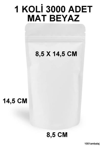 8,5X14,5 Cm Mat Beyaz Renkli (1 Koli 3000 Adet) Kilitli Doypack Torba 50 Gr /15/