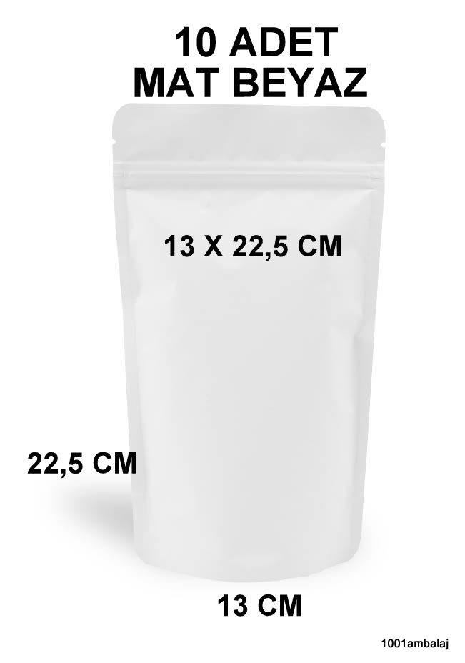 13X22,5 Cm Mat Beyaz Renkli ** 10 Adet ** Kilitli Doypack Torba 250 Gr /17/