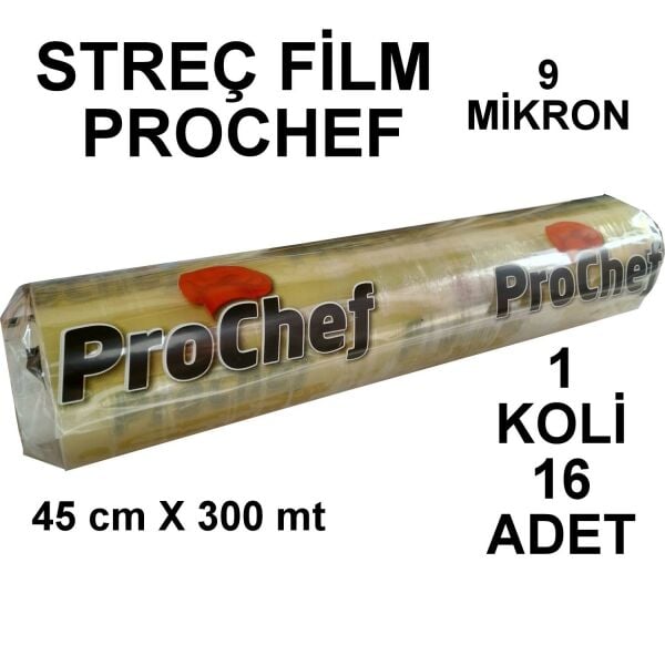 Streç Film Açik 45 Cm X 300 Mt Prochef 9 Mikron 16 Adet 1 Koli