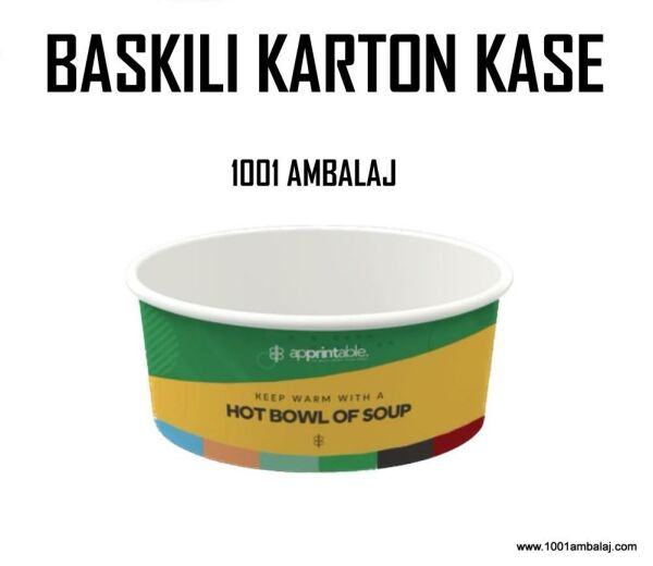 Dijital Baskılı 550 Cc Karton Salata kabı Beyaz