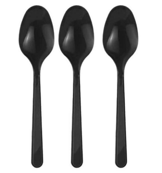Plastik Kaşik Ekonomik Lüks Siyah Renkli 50 Adet