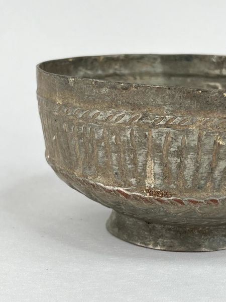 Antika Bakır Tas Ölçü Çap 13 Cm H 7 Cm