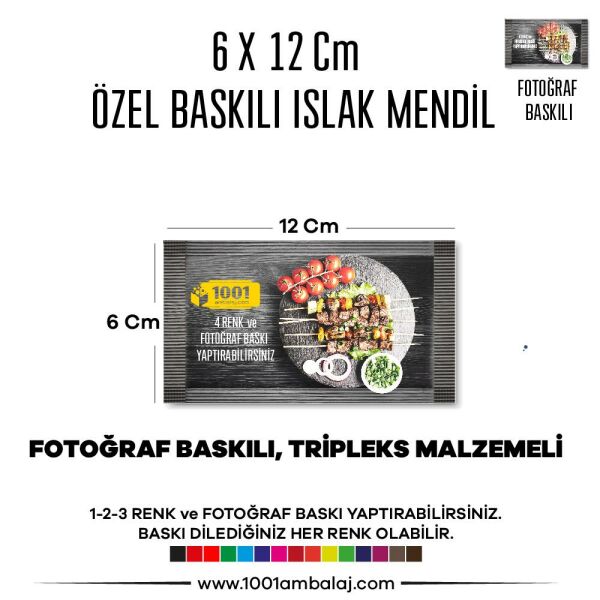 6X12 Cm 1-2-3 Renk Ve Fotoğraf Baskılı İslak Mendil Beyaz (Tripleks Malzeme)