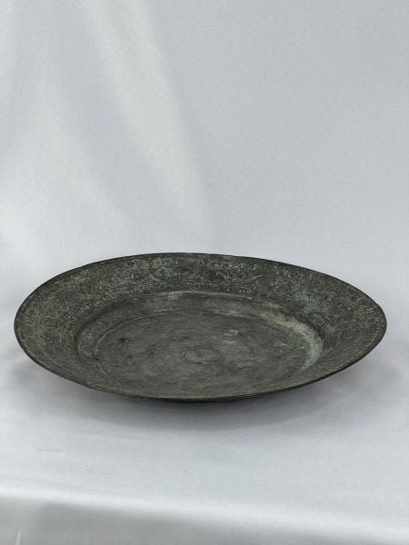 Antika Bakır Tabak Ölçü Çap 36 Cm H 4 Cm