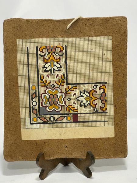Vintage El Boyama Kilim Motif Tableti Aoa Ölçü 20X18Cm