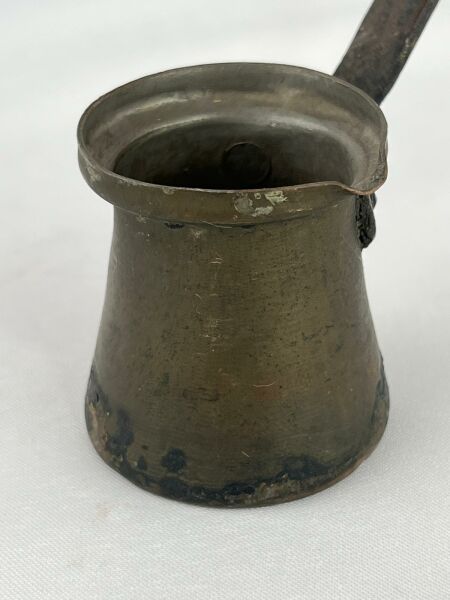 Antika Bakır Cezve Ölçü Çap 5 Cm H 5 Cm Sap 19,5 Cm
