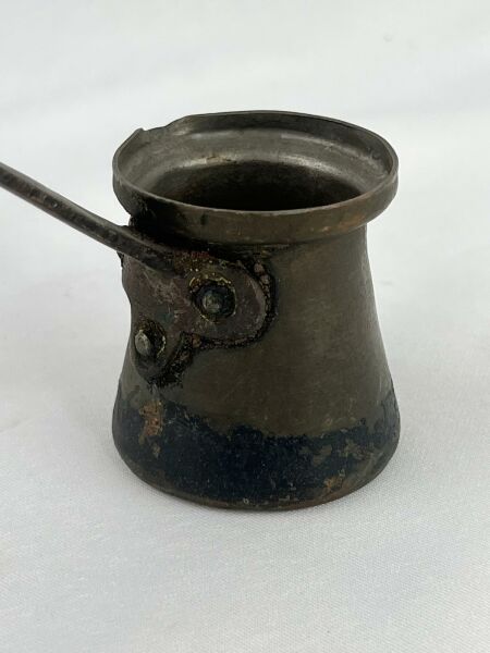 Antika Bakır Cezve Ölçü Çap 5 Cm H 5 Cm Sap 19,5 Cm