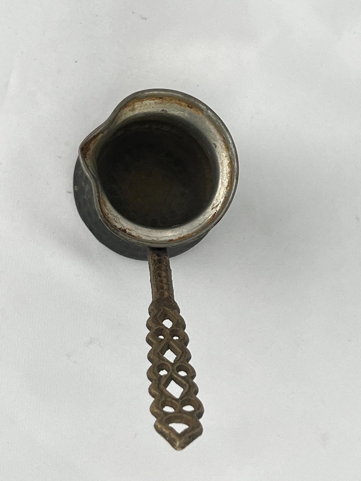 Antika Bakır Cezve Ölçü Çap 6,5 Cm H 6,5 Cm Sap 10,5 Cm