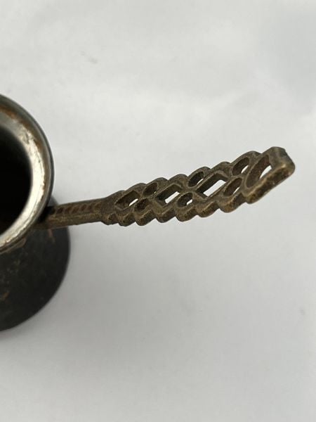 Antika Bakır Cezve Ölçü Çap 6,5 Cm H 6,5 Cm Sap 10,5 Cm