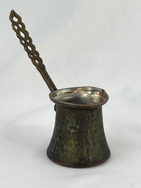 Antika Bakır Cezve Ölçü Çap 6,5 Cm H 6,5 Cm Sap 10,5 Cm