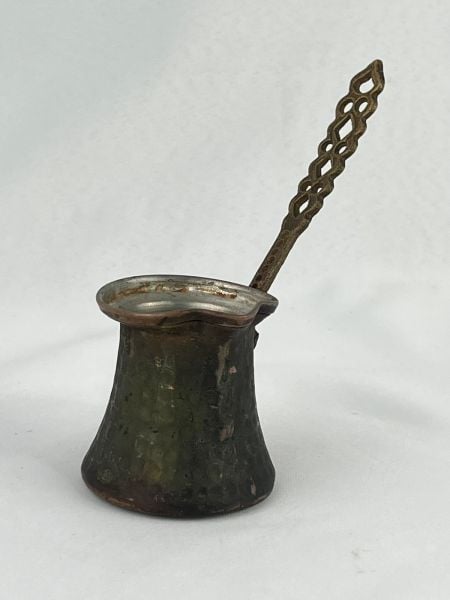 Antika Bakır Cezve Ölçü Çap 6,5 Cm H 6,5 Cm Sap 10,5 Cm