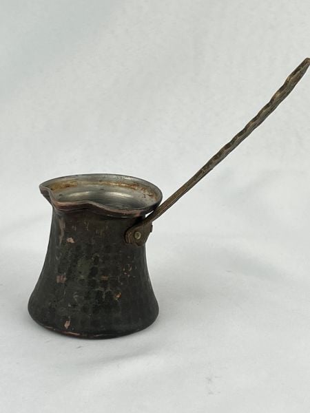 Antika Bakır Cezve Ölçü Çap 6,5 Cm H 6,5 Cm Sap 10,5 Cm