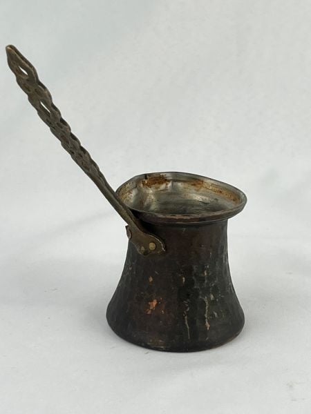 Antika Bakır Cezve Ölçü Çap 6,5 Cm H 6,5 Cm Sap 10,5 Cm