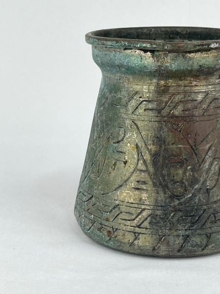 Antika Bakır Cezve Ölçü Çap 10 Cm H 11 Cm