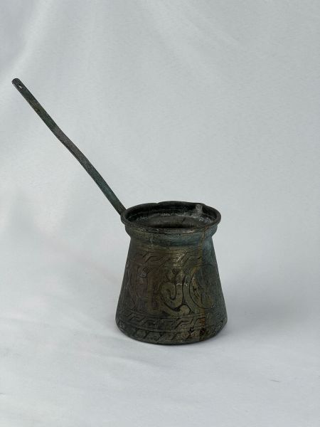 Antika Bakır Cezve Ölçü Çap 10 Cm H 11 Cm