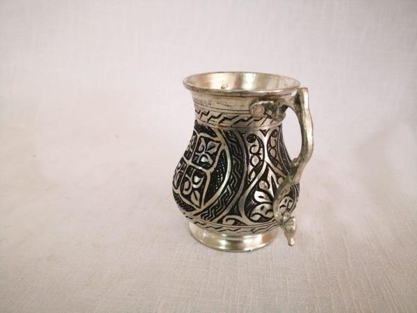 Ağır İşlemeli Bakır Bardak Aoa Ölçü 7X8Cm 10Cm Yüksekliği