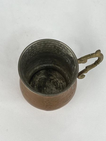 Antika Bakır Maşrapa Ölçü 10X7 Cm H 9 Cm