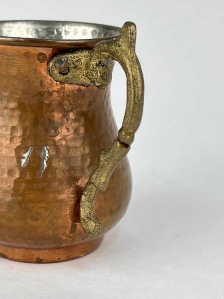 Antika Bakır Maşrapa Ölçü 10X7 Cm H 9 Cm