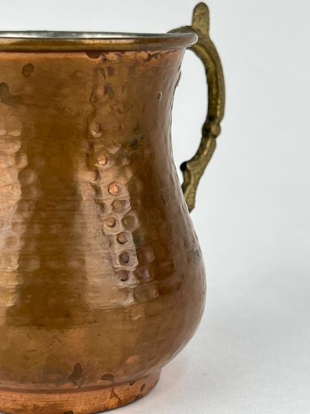 Antika Bakır Maşrapa Ölçü 10X7 Cm H 9 Cm