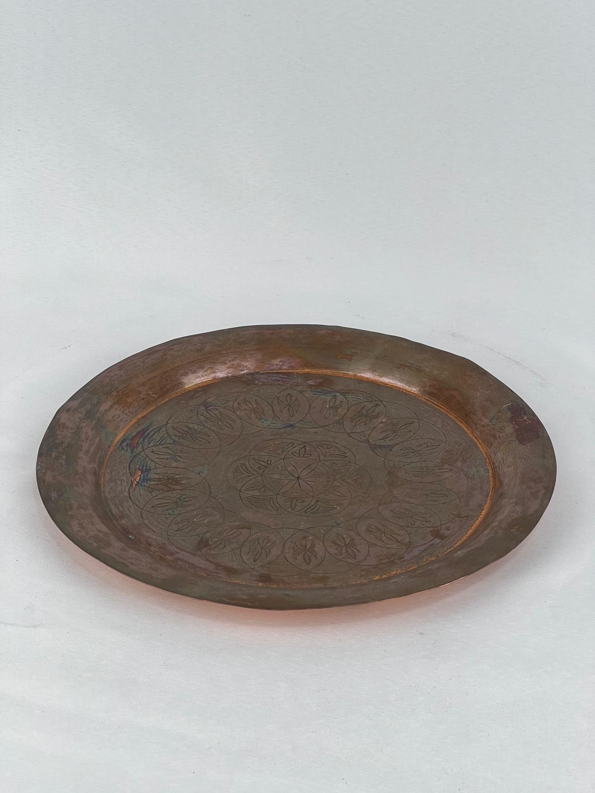 Antika Bakır Tepsi Ölçü Çap 27,5 Cm H 1,5 Cm