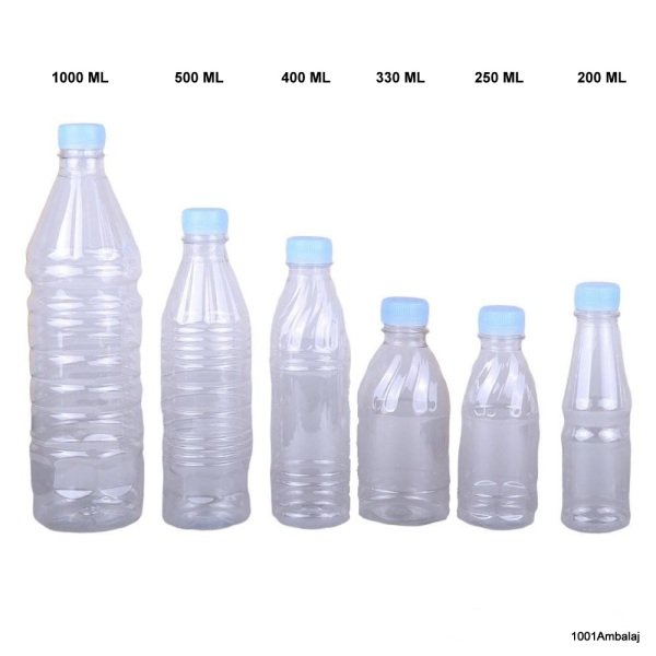 Pet Şişe 1000 Ml Plastik Kilitli kapaklı Şeffaf Yuvarlak Tabanli 60 Adet