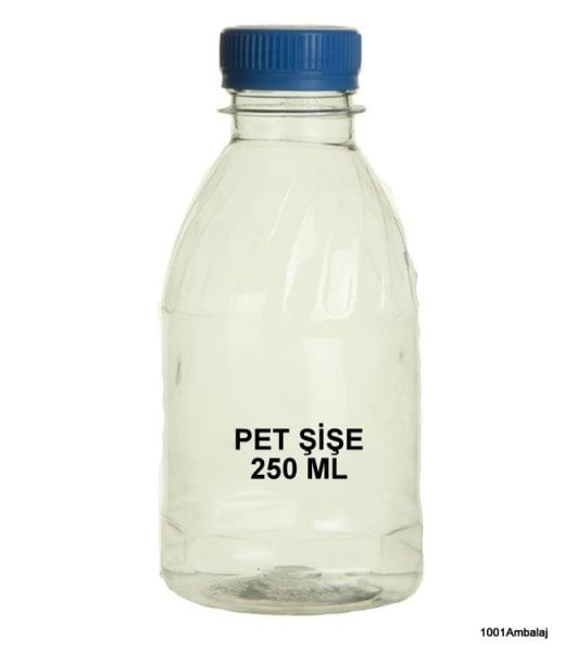 Pet Şişe 250 Ml Plastik Kilitli kapaklı Şeffaf Yuvarlak Tabanli 250 Adet