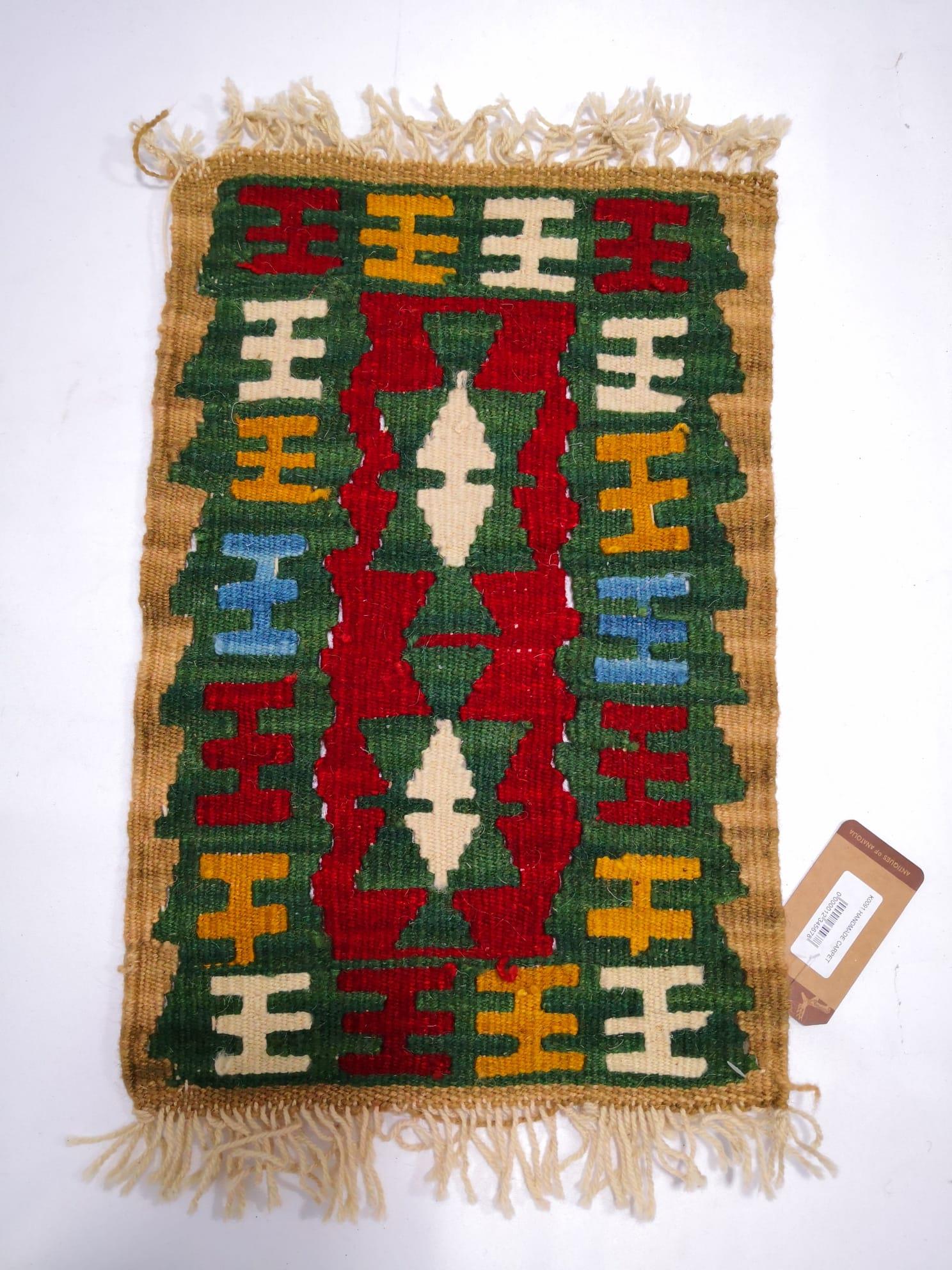 El Dokumasi Anadolu Motif Kök Boya Yün Kilim Aoa Ölçü 46X31Cm