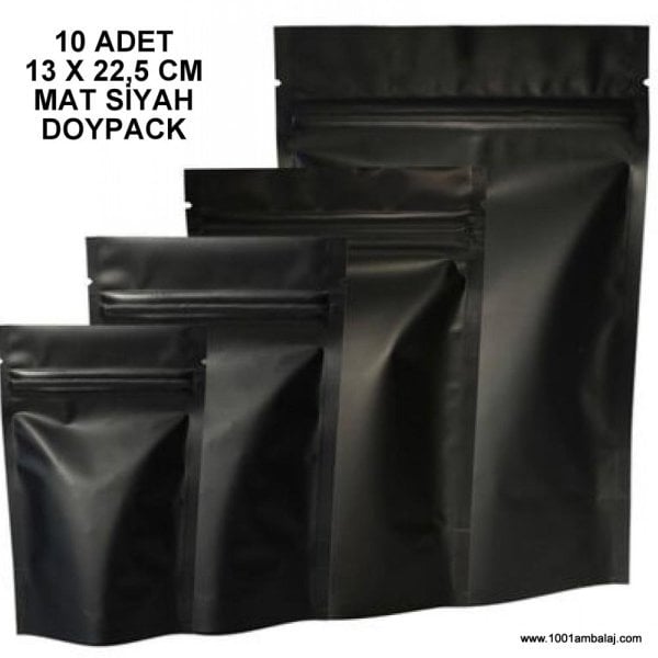 13X22,5 Cm Mat Siyah * 10 Adet * Kilitli Doypack Torba 250 Gr /67/