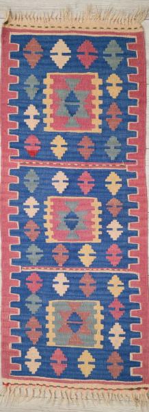 El Dokumasi Anadolu Motif Kök Boya Yün Kilim Aoa Ölçü 115X45Cm