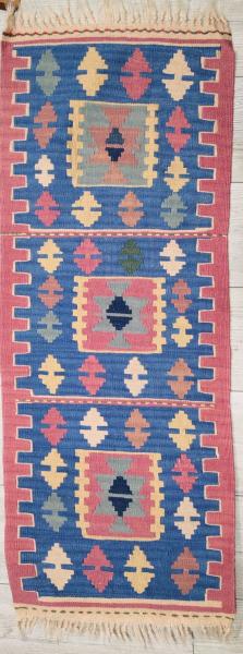 El Dokumasi Anadolu Motif Kök Boya Yün Kilim Aoa Ölçü 115X45Cm