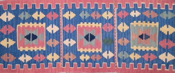 El Dokumasi Anadolu Motif Kök Boya Yün Kilim Aoa Ölçü 115X45Cm