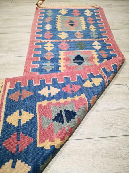 El Dokumasi Anadolu Motif Kök Boya Yün Kilim Aoa Ölçü 115X45Cm